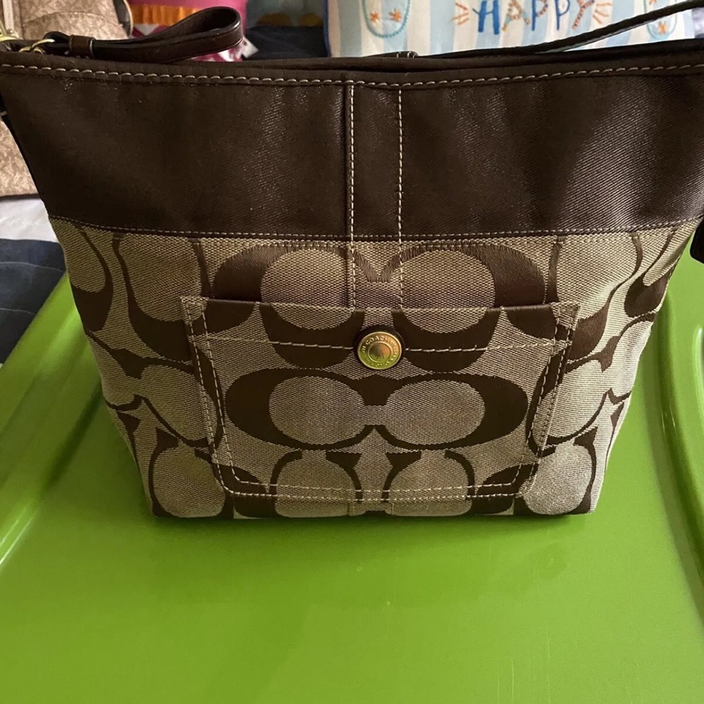 Coach Canvas Purse Brown L 0726-11957